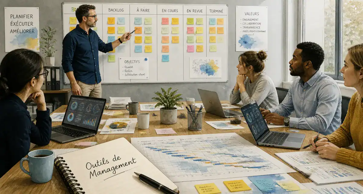 outils de management tableau Kanban et diagramme Gantt