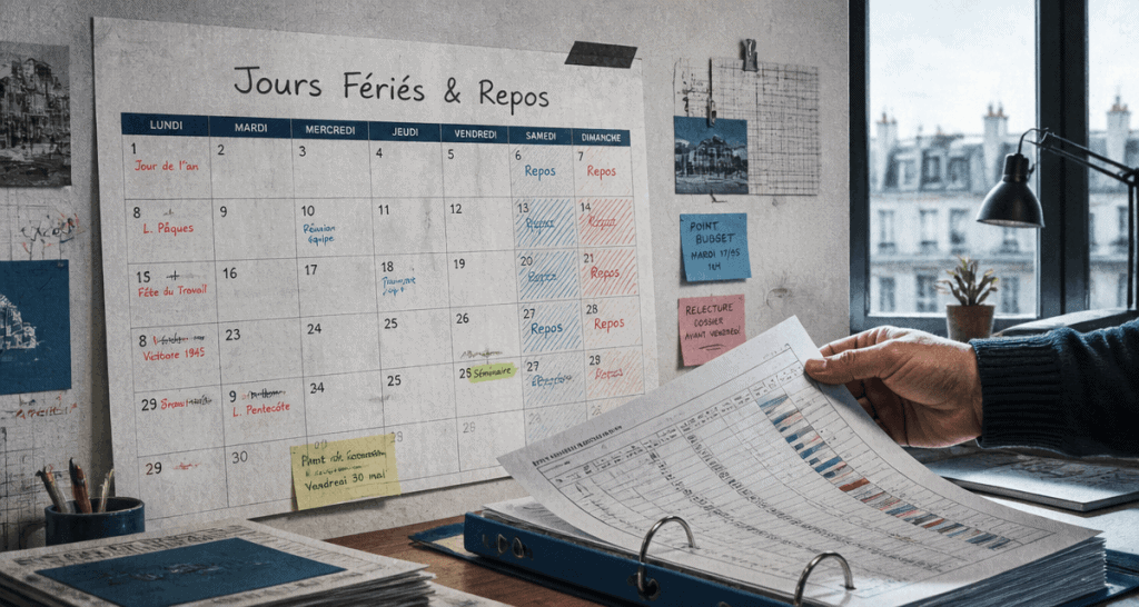 peut-on mettre un jour de repos sur un jour férié, calendrier bureau