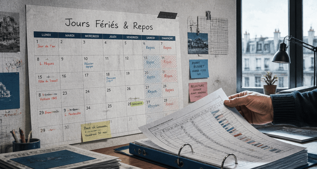 peut-on mettre un jour de repos sur un jour férié, calendrier bureau