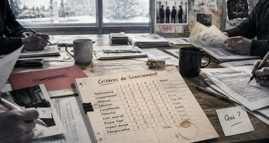 tableau critere licenciement economique sur table de réunion