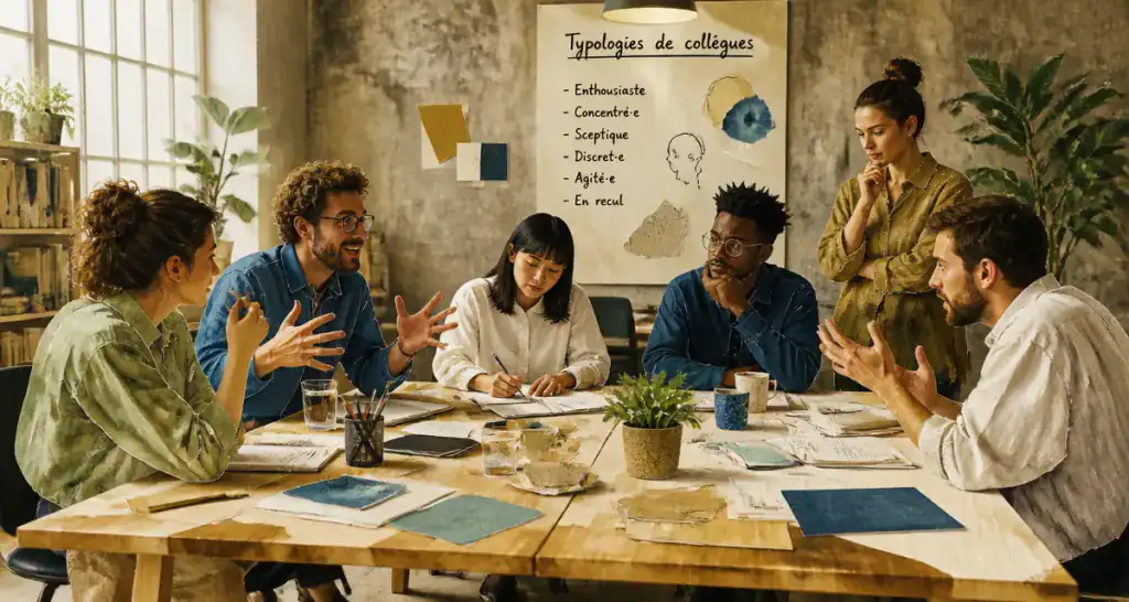 collègue de travail autour d'une table en open space