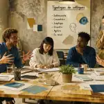 collègue de travail autour d'une table en open space