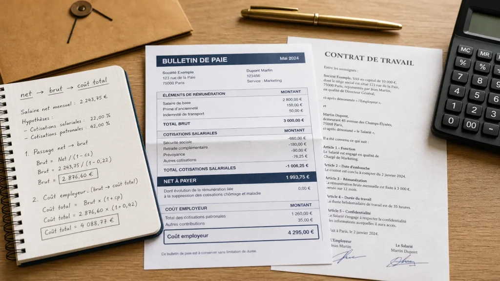 2 500 euros net : le coût employeur réel entre 3 900 et 4 750 euros