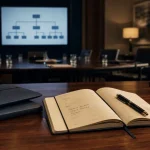 N 2 signification entreprise : carte N 2 et organigramme en salle de réunion