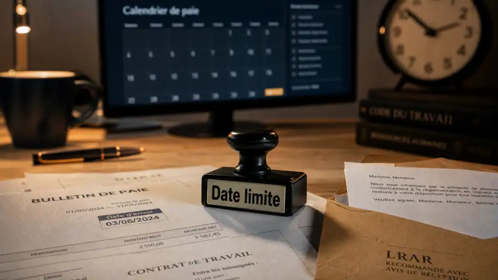 Paiement salaire date limite : lettre et bulletin de paie