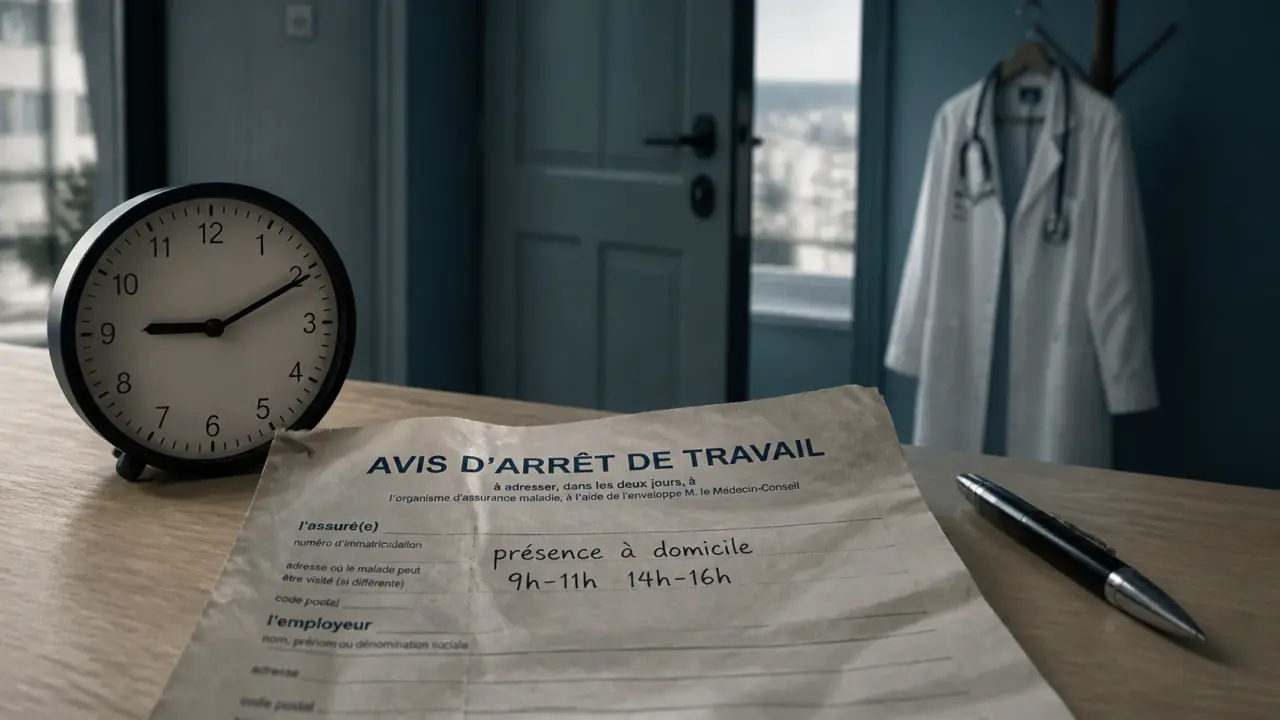 Horaires de sortie arrêt de travail, présence à domicile indiquée