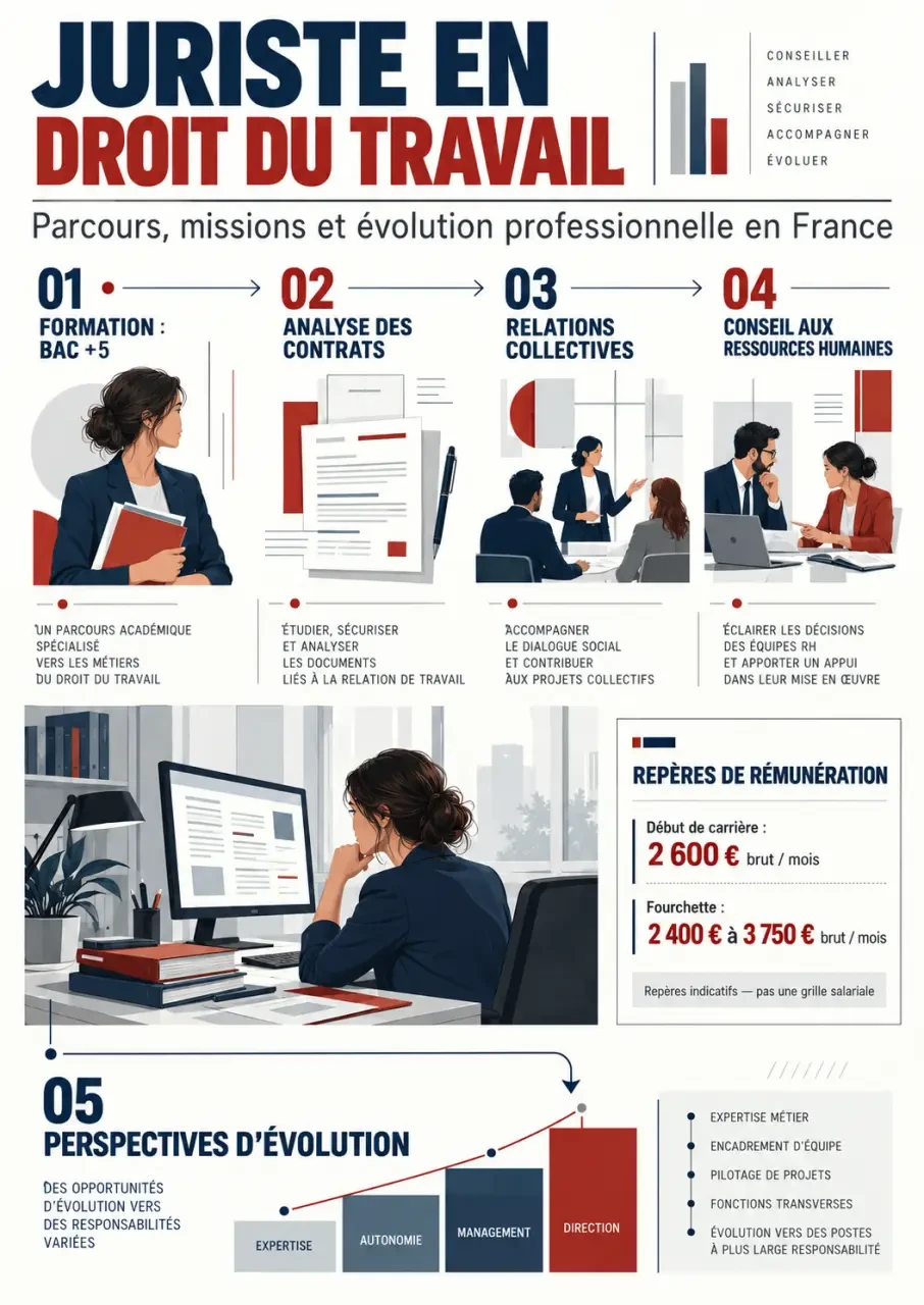Juriste droit du travail : parcours, missions, compétences et repères de rémunération