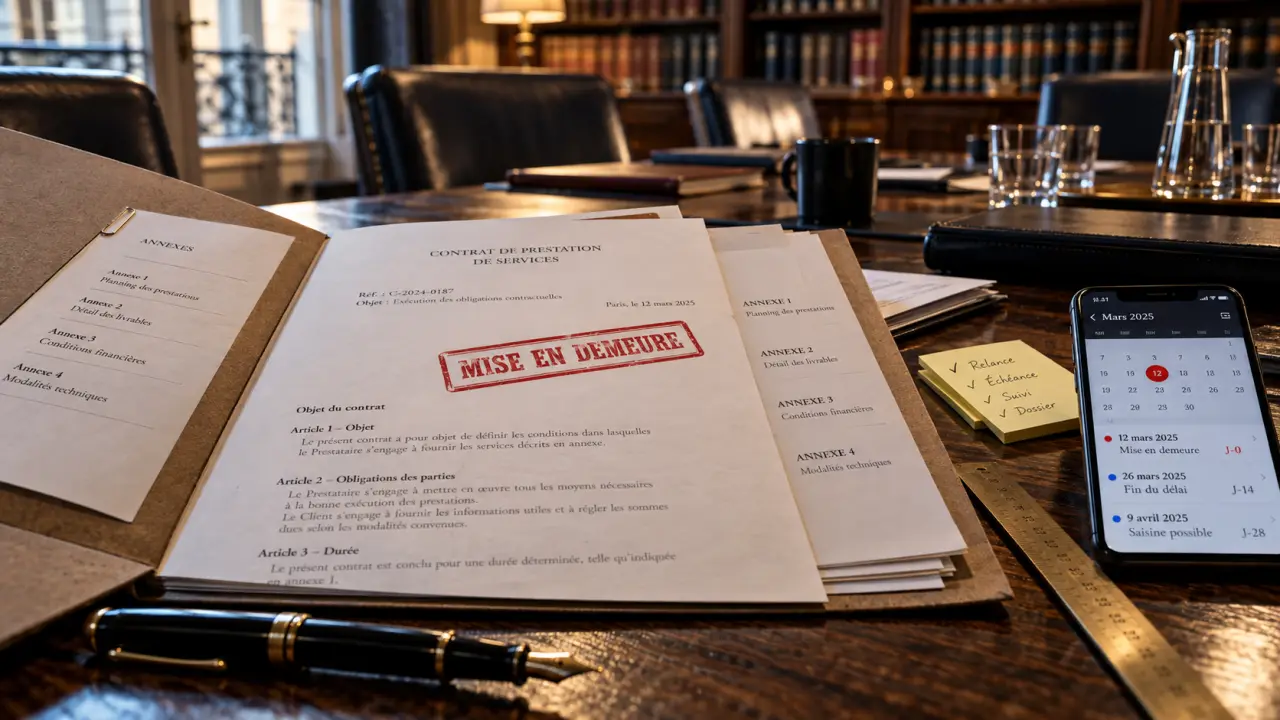 Obligation contractuelle : mise en demeure et recours en cas de manquement