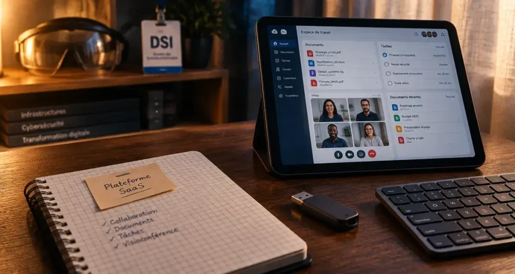 Une plateforme collaborative SaaS centralise les projets, documents et décisions sans créer de silos